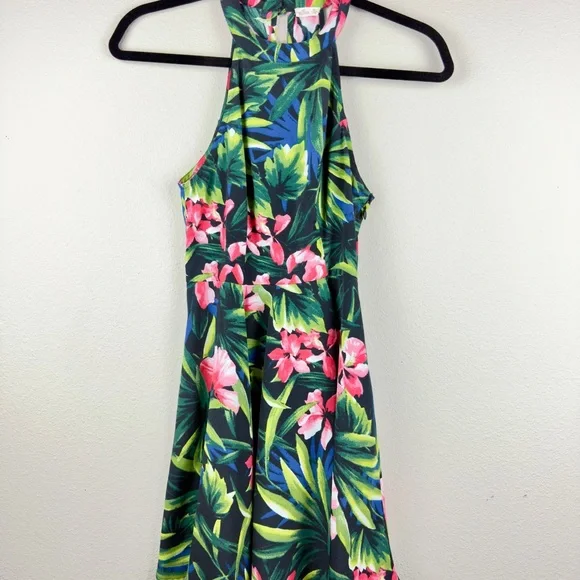 hollister halter dress PRINTED HALTER-NECK LEATHER DRESS – DIDU main image 1